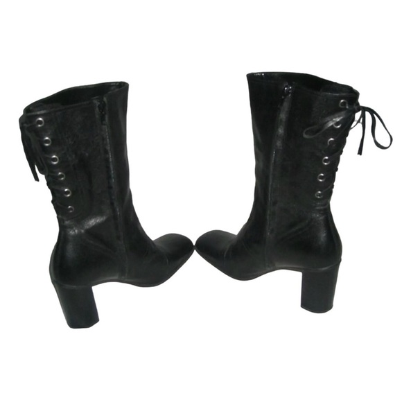 Nine West Boots Vintage 90's y2k Black Square Toe Corset Goth Witchy Bratz Doll - Picture 10 of 16